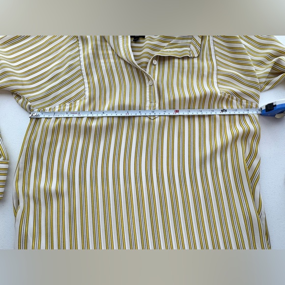 Talbots Yellow Striped Blouse Size Petite Small - Picture 4 of 8